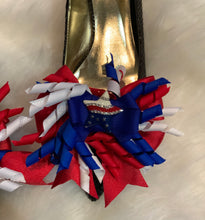 Load image into Gallery viewer, 4th of July Stars and Stripes Bow Shoe Clips , Independence Day Shoe Clips , Patriotic Shoe Clips