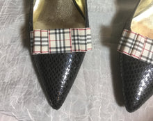 Load image into Gallery viewer, Designer Inspired Tartan Ribbon Bow Shoe Clips