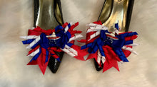 Load image into Gallery viewer, 4th of July Stars and Stripes Bow Shoe Clips , Independence Day Shoe Clips , Patriotic Shoe Clips