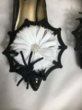 Load image into Gallery viewer, Halloween Shoe Clips , Spider Web Shoe Clips ,  Spider Shoe Clips , Spooky Shoe Clips , Goth Wedding Shoe Clips