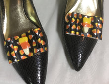 Load image into Gallery viewer, Halloween Shoe Clips , Candy Corn Bow Shoe Clips ,  Spooky Shoe Clips , Trick or Treat Shoe Clips , Halloween Shoe Accessories