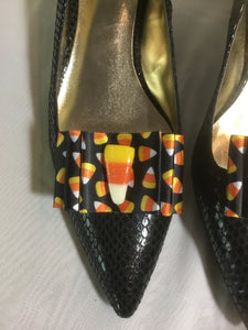 Halloween Shoe Clips , Candy Corn Bow Shoe Clips ,  Spooky Shoe Clips , Trick or Treat Shoe Clips , Halloween Shoe Accessories