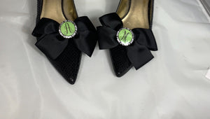 Initial Shoe Clips, Monogrammed Shoe Clips, Black Monogrammed Bow Shoe Clips with Initials, Bridesmaids Gift, Personalized Gifts
